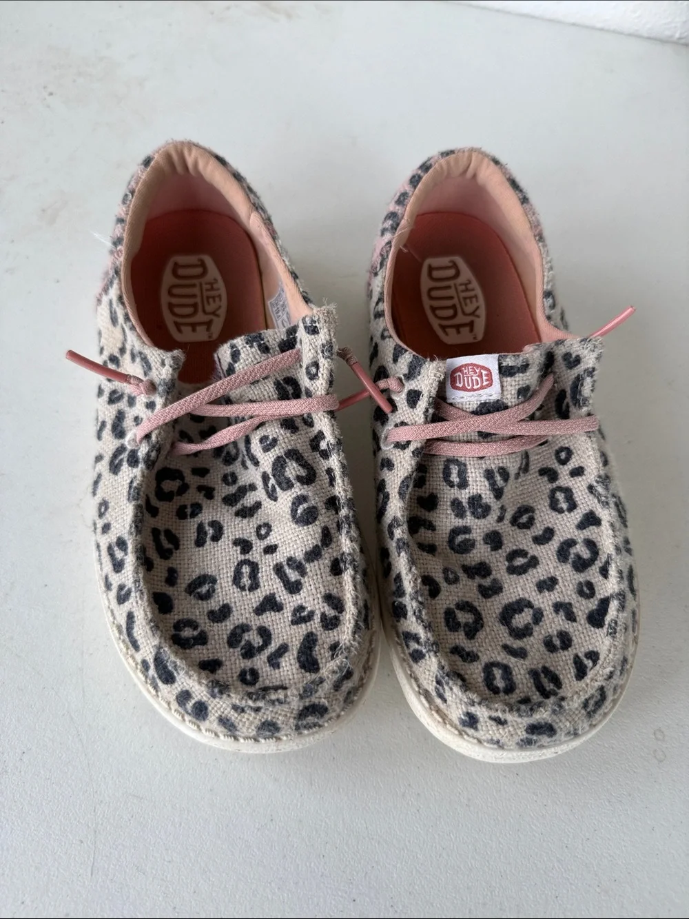 Hey Dude Kids Leopard Print Sneakers with pink